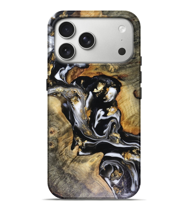 iPhone 17 Pro Max Wood Live Edge Phone Case - Todd (Black & White, 816130)