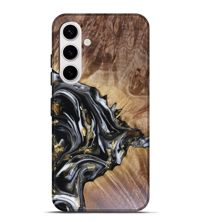 Galaxy S25 Plus Wood Live Edge Phone Case - Augusta (Black & White, 816131)