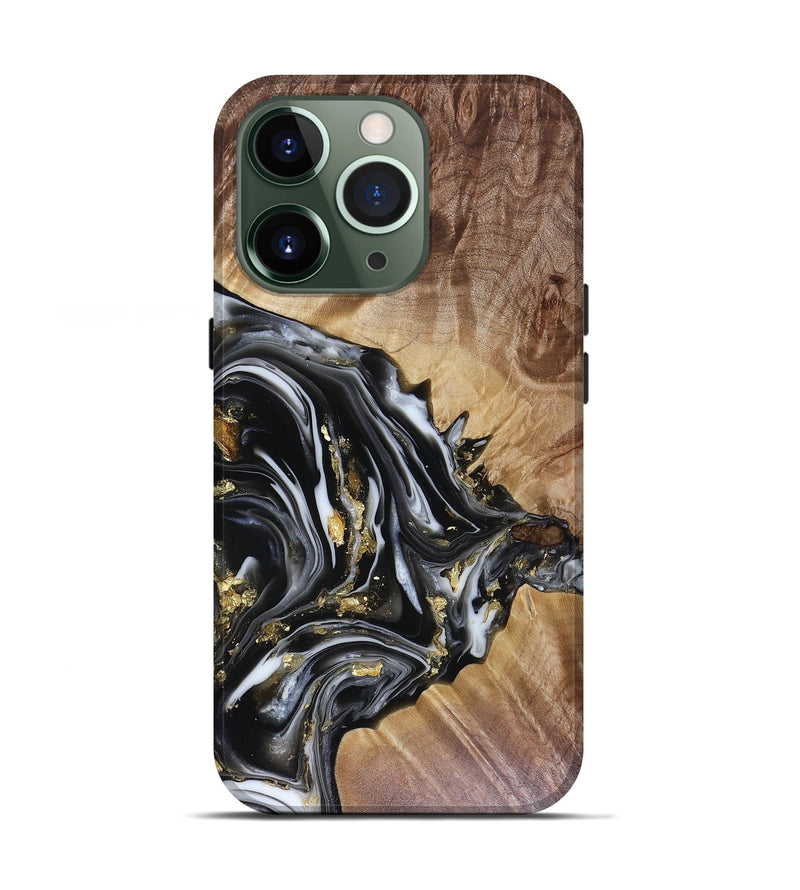 iPhone 13 Pro Wood Live Edge Phone Case - Augusta (Black & White, 816131)