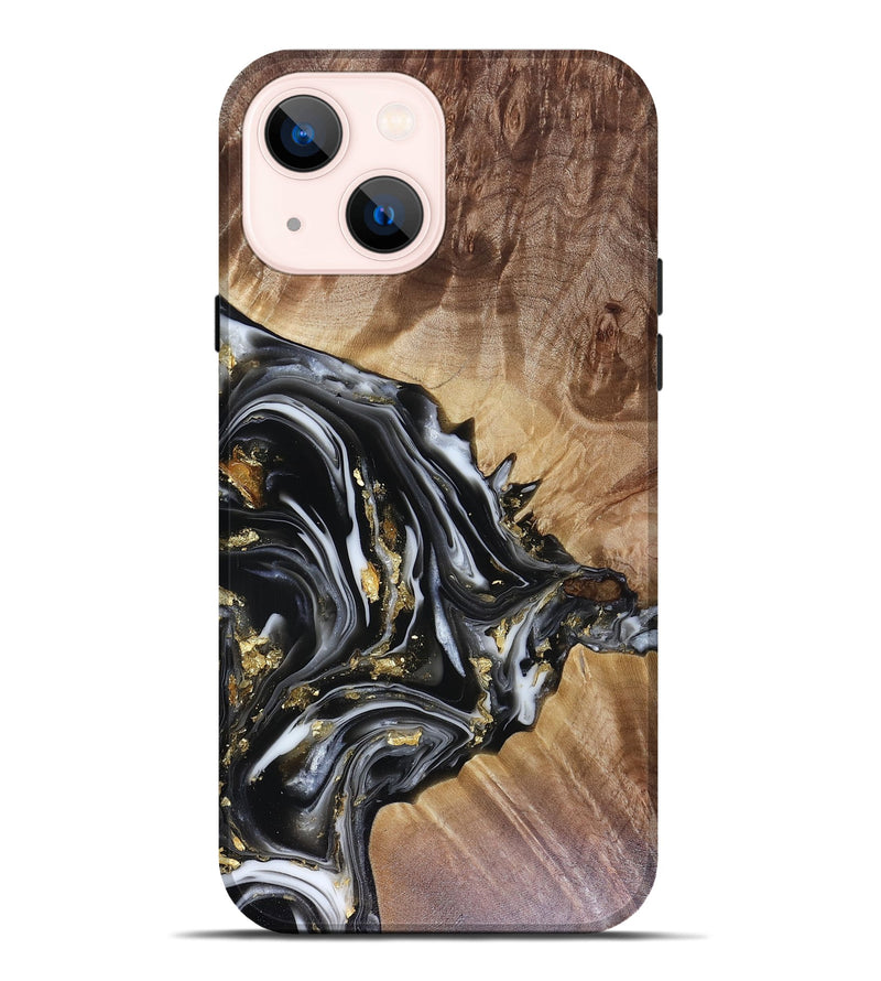 iPhone 14 Plus Wood Live Edge Phone Case - Augusta (Black & White, 816131)