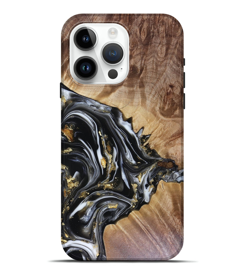 iPhone 15 Pro Max Wood Live Edge Phone Case - Augusta (Black & White, 816131)