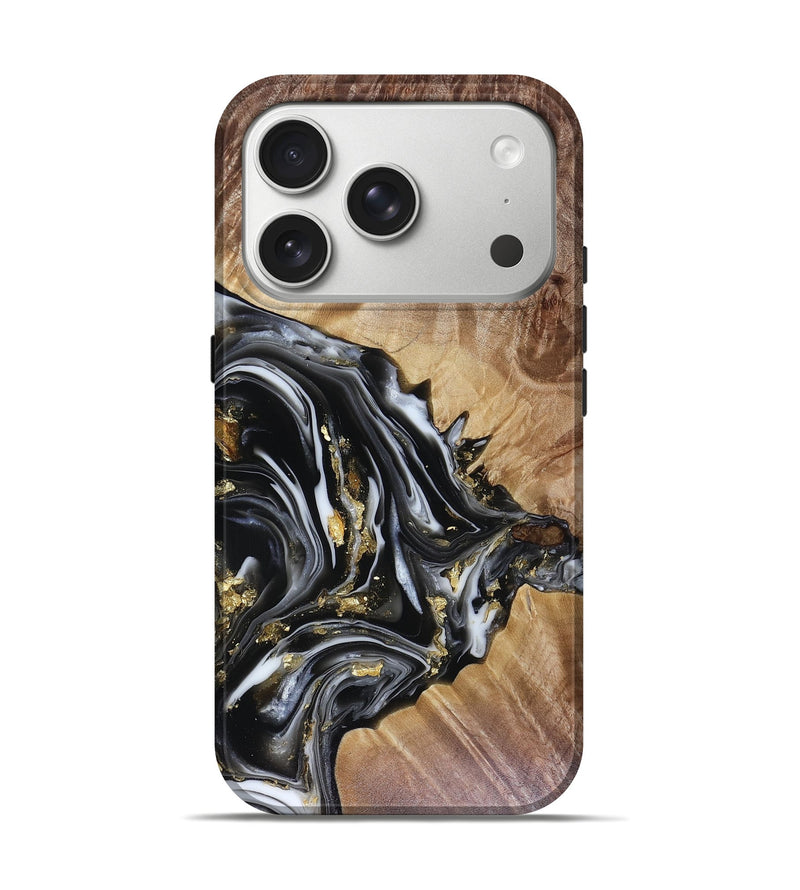 iPhone 17 Pro Wood Live Edge Phone Case - Augusta (Black & White, 816131)