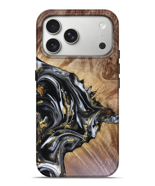 iPhone 17 Pro Max Wood Live Edge Phone Case - Augusta (Black & White, 816131)