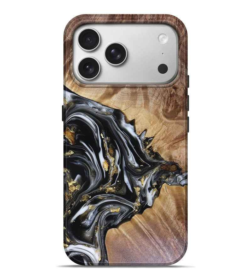 iPhone 17 Pro Max Wood Live Edge Phone Case - Augusta (Black & White, 816131)
