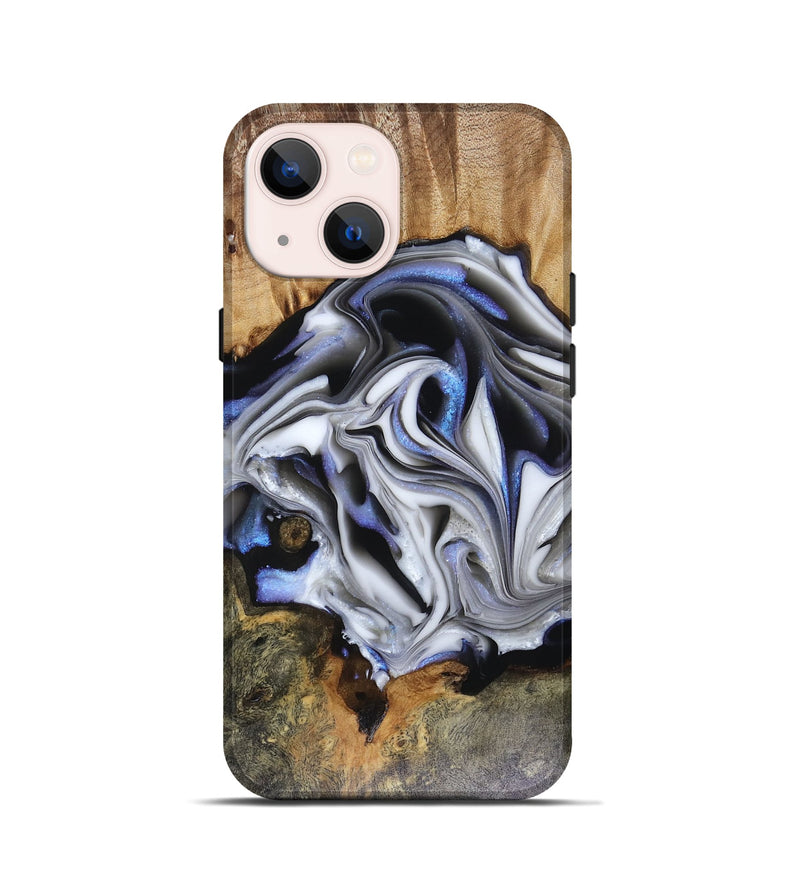 iPhone 13 mini Wood Live Edge Phone Case - Janette (Blue, 816134)