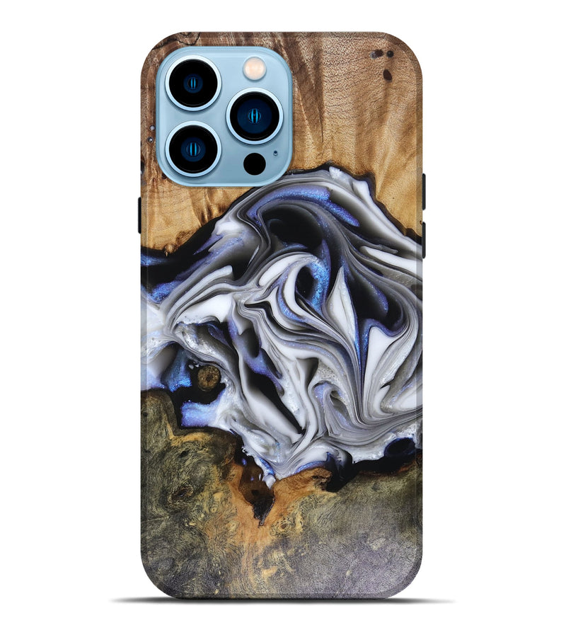 iPhone 14 Pro Max Wood Live Edge Phone Case - Janette (Blue, 816134)