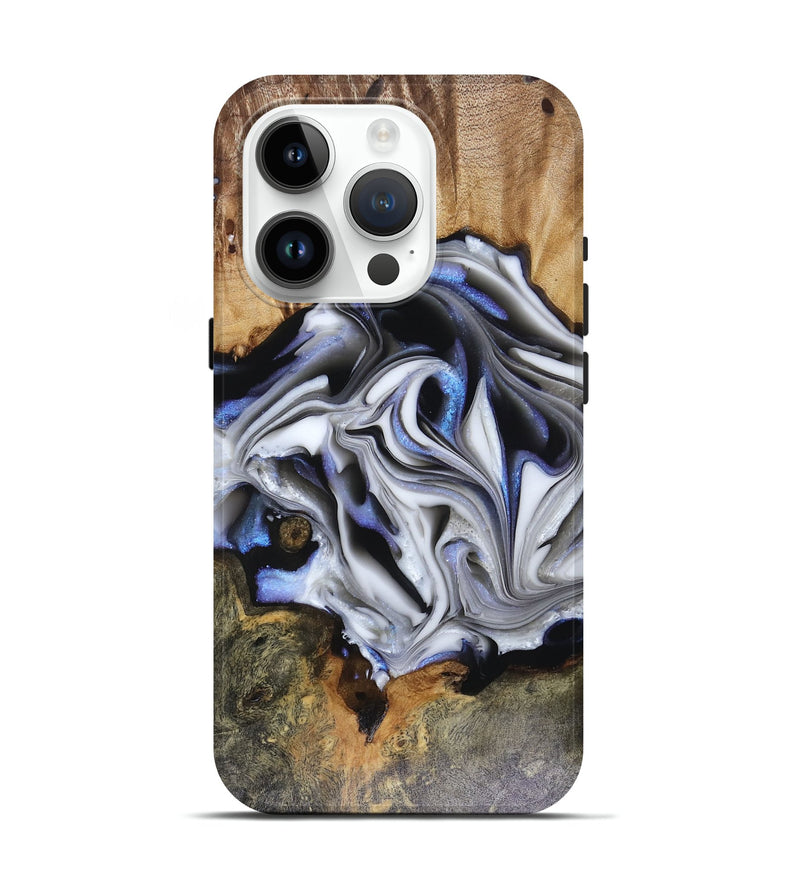 iPhone 15 Pro Wood Live Edge Phone Case - Janette (Blue, 816134)