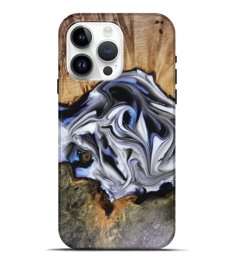 iPhone 15 Pro Max Wood Live Edge Phone Case - Janette (Blue, 816134)