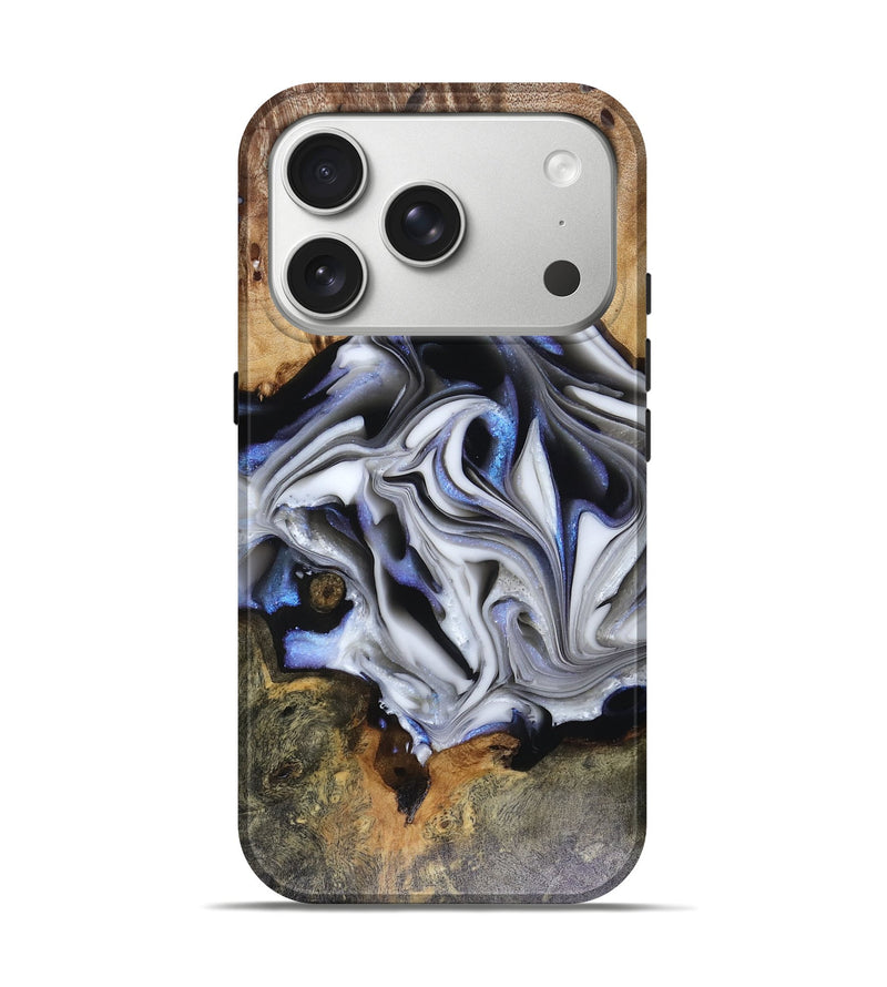 iPhone 17 Pro Wood Live Edge Phone Case - Janette (Blue, 816134)