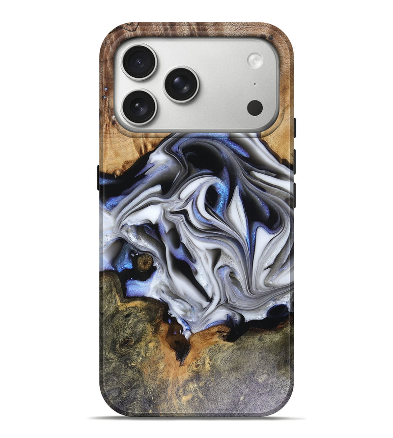 iPhone 17 Pro Max Wood Live Edge Phone Case - Janette (Blue, 816134)