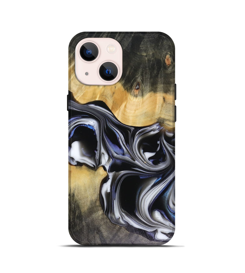 iPhone 13 mini Wood Live Edge Phone Case - Glynis (Black & White, 816135)