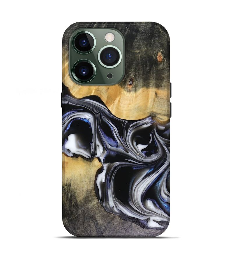 iPhone 13 Pro Wood Live Edge Phone Case - Glynis (Black & White, 816135)