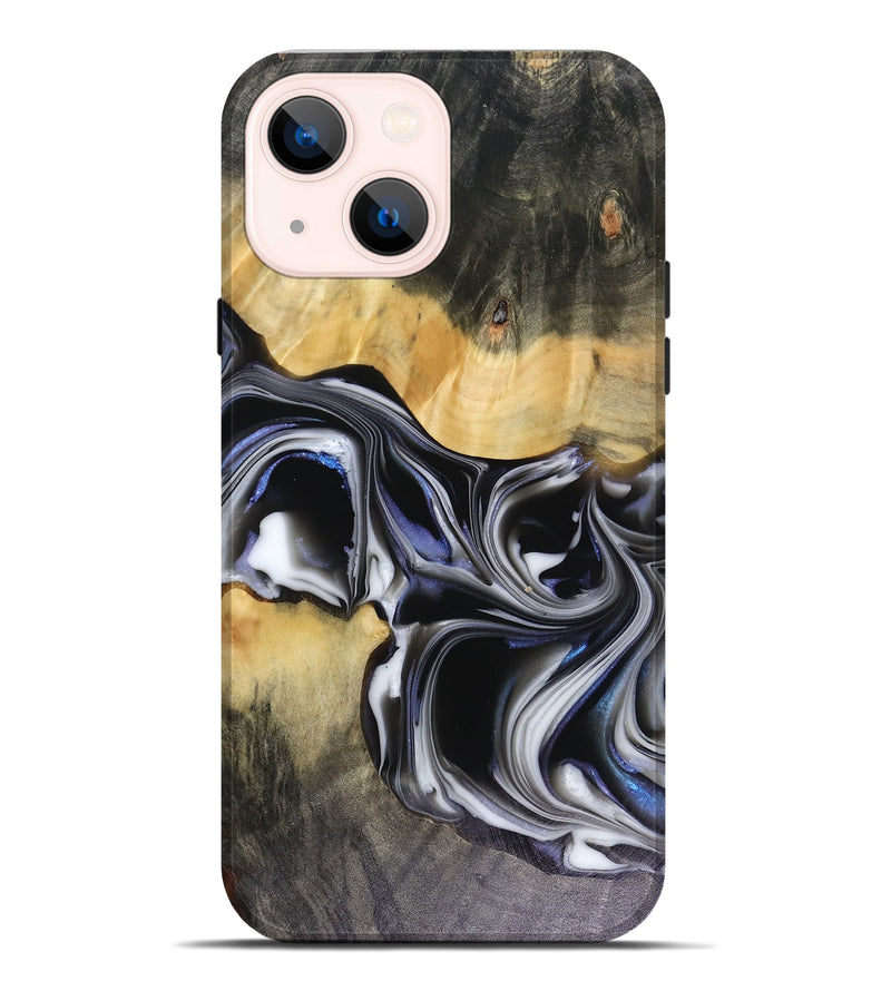 iPhone 14 Plus Wood Live Edge Phone Case - Glynis (Black & White, 816135)