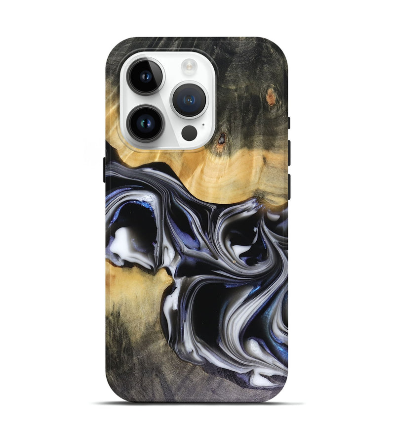 iPhone 15 Pro Wood Live Edge Phone Case - Glynis (Black & White, 816135)