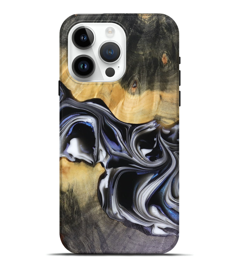 iPhone 15 Pro Max Wood Live Edge Phone Case - Glynis (Black & White, 816135)