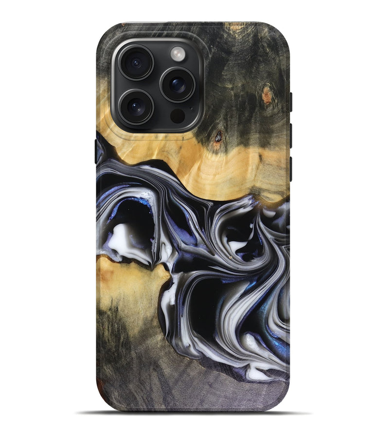 iPhone 16 Pro Max Wood Live Edge Phone Case - Glynis (Black & White, 816135)