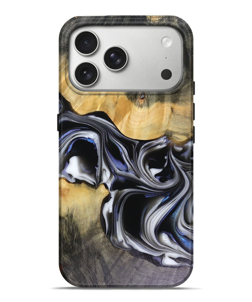 iPhone 17 Pro Max Wood Live Edge Phone Case - Glynis (Black & White, 816135)