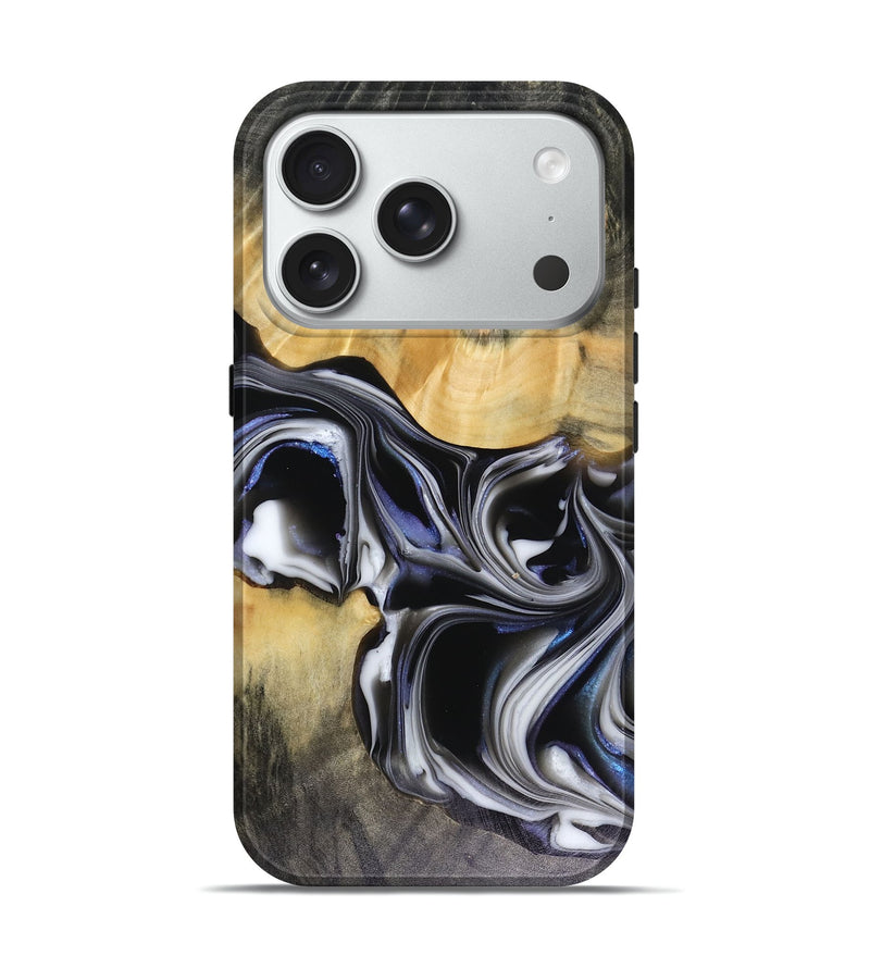iPhone 18 Pro Wood Live Edge Phone Case - Glynis (Black & White, 816135)