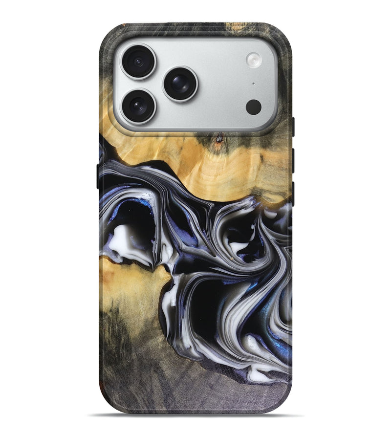 iPhone 18 Pro Max Wood Live Edge Phone Case - Glynis (Black & White, 816135)