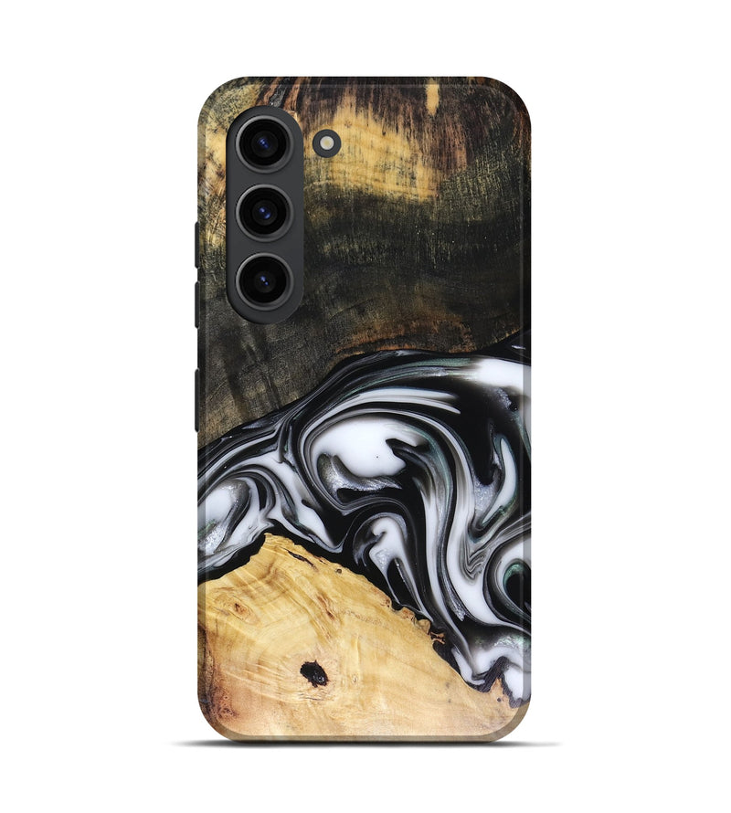 Galaxy S23 Wood Live Edge Phone Case - Flora (Black & White, 816136)
