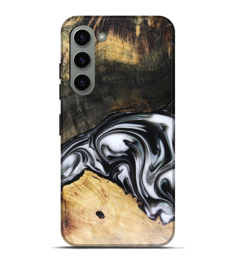 Galaxy S23 Plus Wood Live Edge Phone Case - Flora (Black & White, 816136)