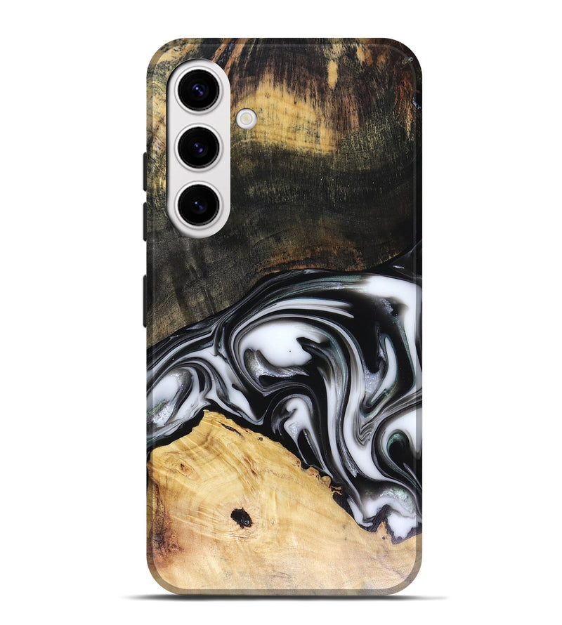 Galaxy S25 Plus Wood Live Edge Phone Case - Flora (Black & White, 816136)