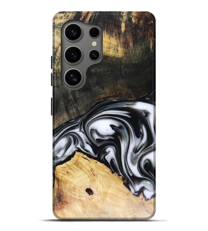 Galaxy S25 Ultra Wood Live Edge Phone Case - Flora (Black & White, 816136)