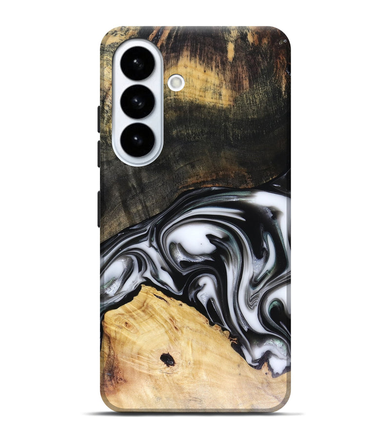 Galaxy S26 Plus Wood Live Edge Phone Case - Flora (Black & White, 816136)