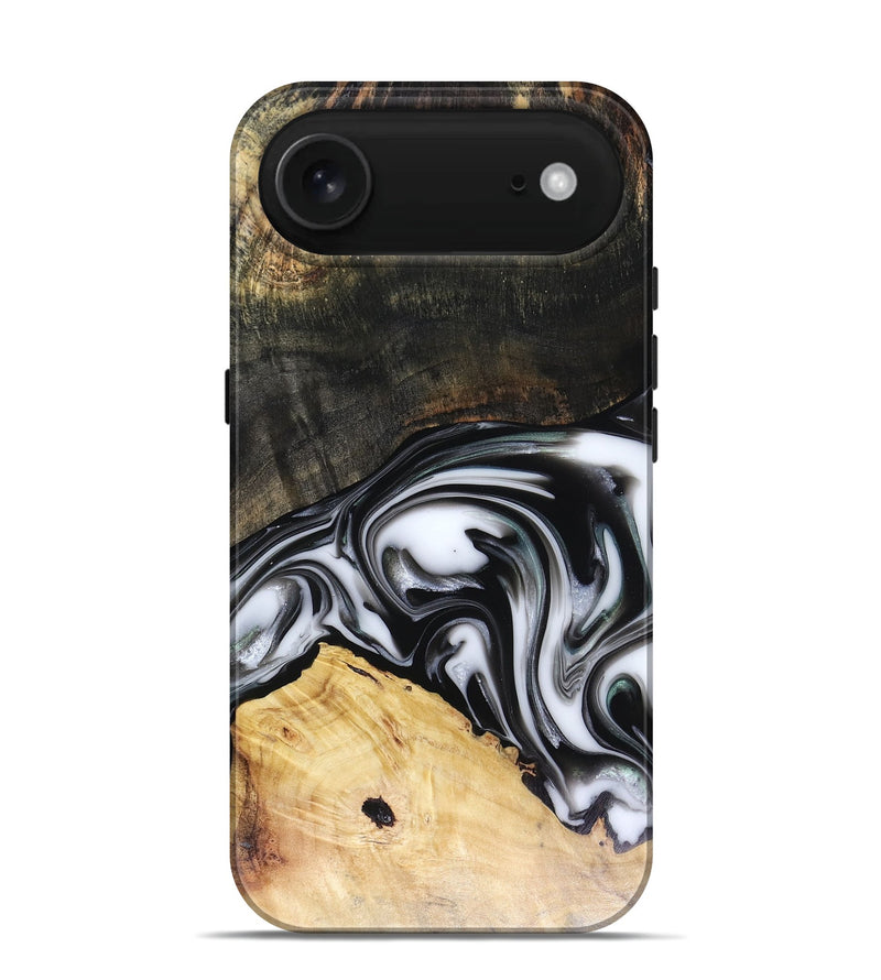 iPhone 17 Air Wood Live Edge Phone Case - Flora (Black & White, 816136)