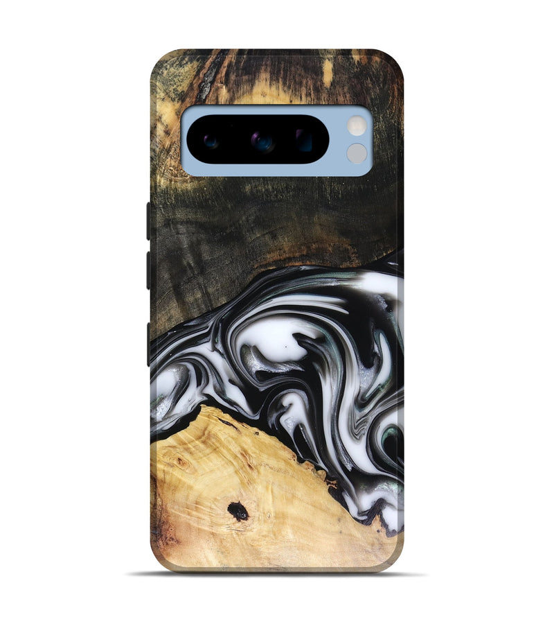 Pixel 8 Pro Wood Live Edge Phone Case - Flora (Black & White, 816136)
