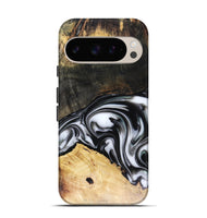 Pixel 9 Wood Live Edge Phone Case - Flora (Black & White, 816136)