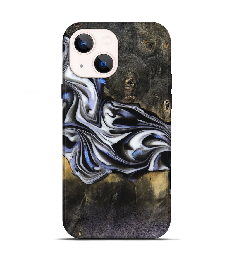 iPhone 13 Wood Live Edge Phone Case - Ace (Black & White, 816137)