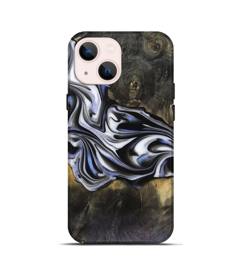 iPhone 13 mini Wood Live Edge Phone Case - Ace (Black & White, 816137)