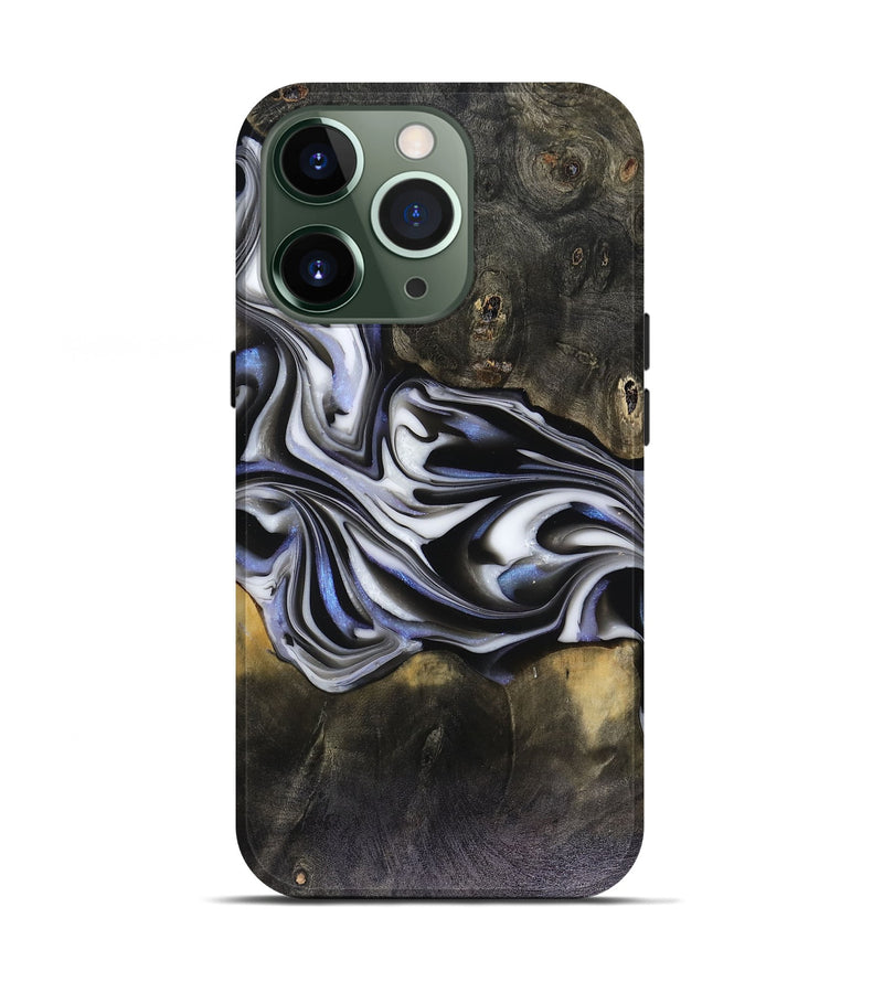 iPhone 13 Pro Wood Live Edge Phone Case - Ace (Black & White, 816137)