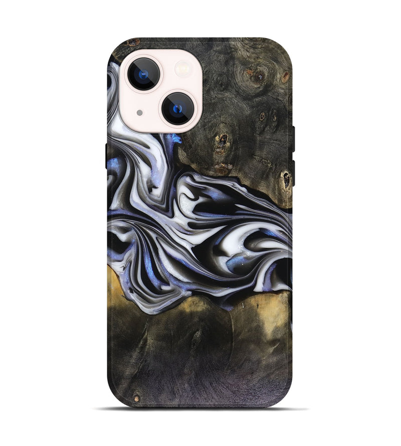 iPhone 14 Wood Live Edge Phone Case - Ace (Black & White, 816137)