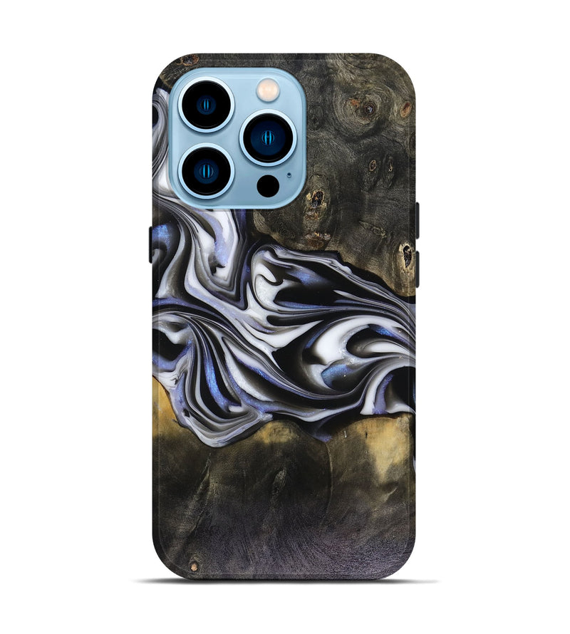 iPhone 14 Pro Wood Live Edge Phone Case - Ace (Black & White, 816137)