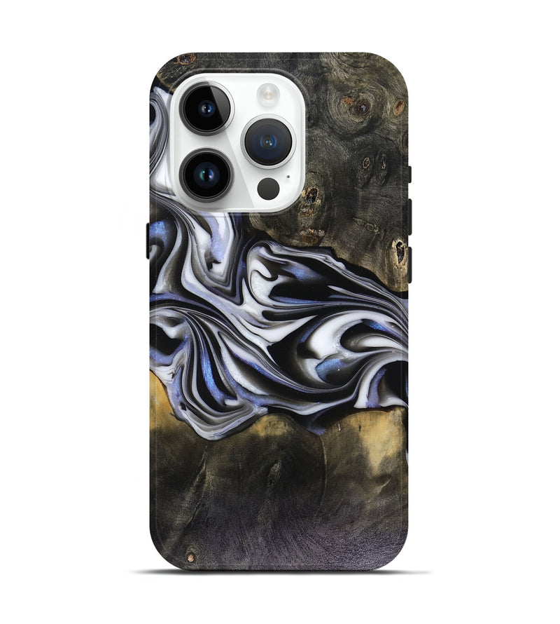 iPhone 15 Pro Wood Live Edge Phone Case - Ace (Black & White, 816137)