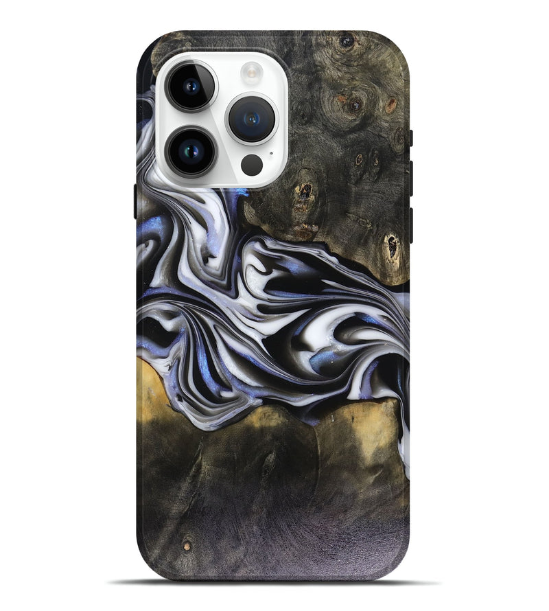 iPhone 15 Pro Max Wood Live Edge Phone Case - Ace (Black & White, 816137)