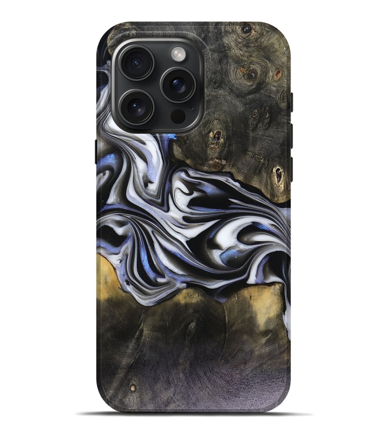 iPhone 16 Pro Max Wood Live Edge Phone Case - Ace (Black & White, 816137)