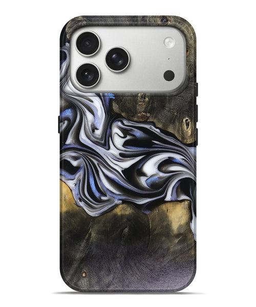 iPhone 17 Pro Max Wood Live Edge Phone Case - Ace (Black & White, 816137)