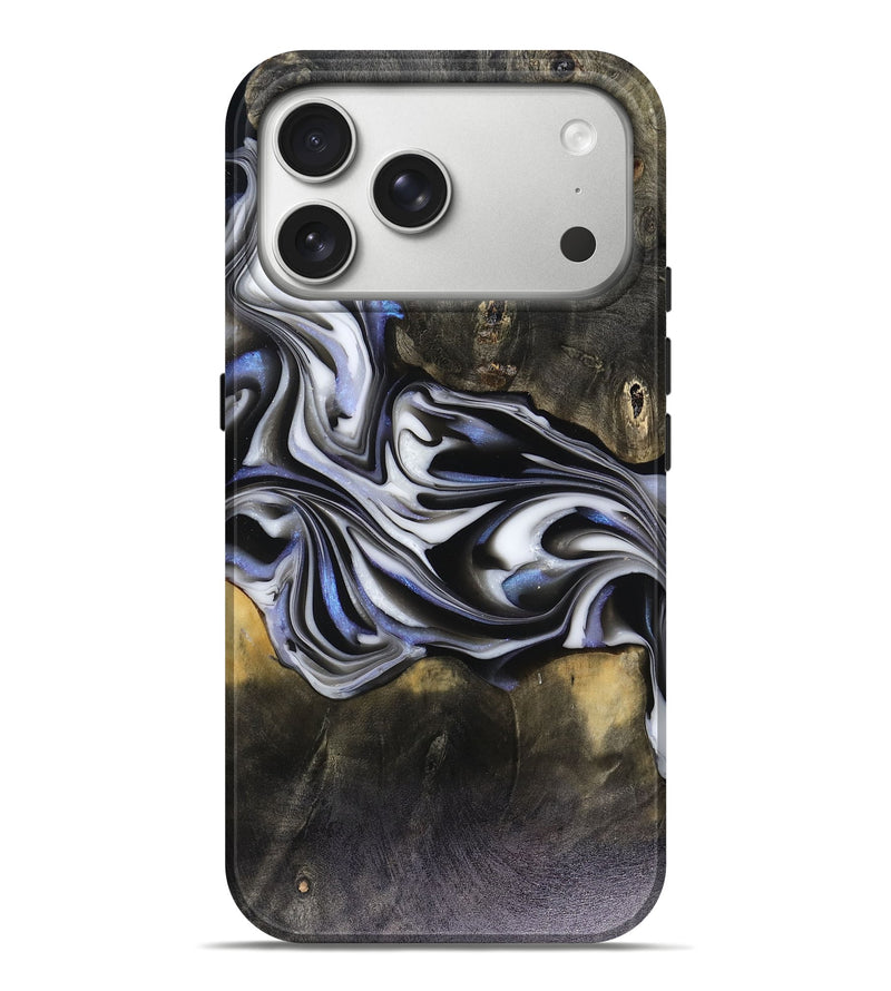 iPhone 17 Pro Max Wood Live Edge Phone Case - Ace (Black & White, 816137)