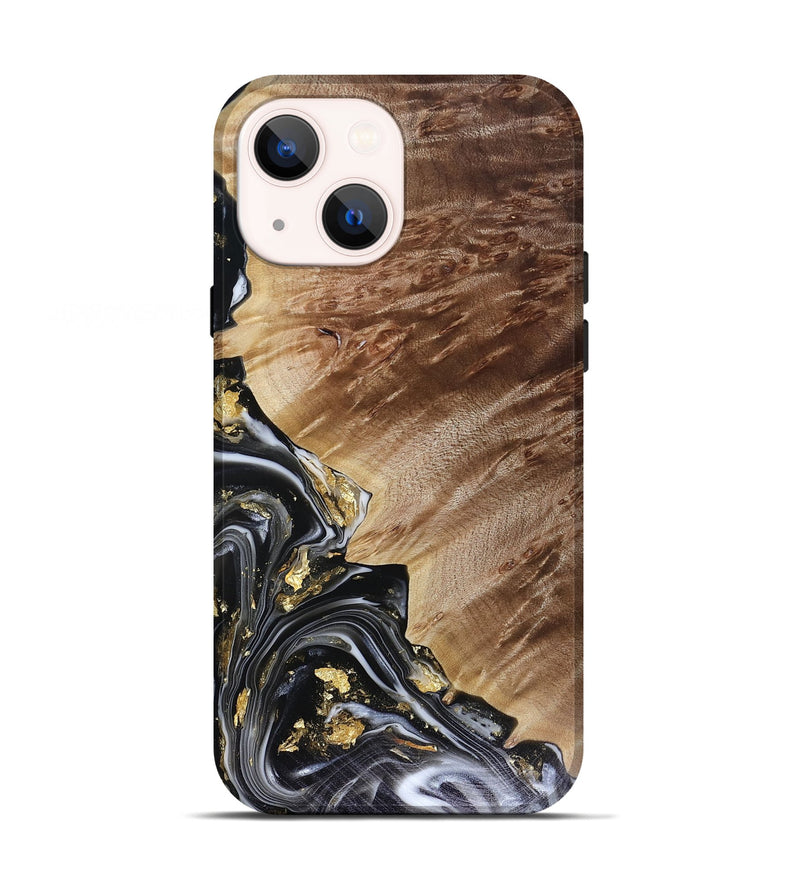 iPhone 13 Wood Live Edge Phone Case - Myla (Black & White, 816138)