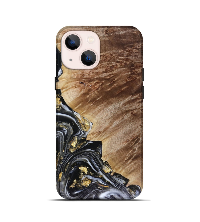 iPhone 13 mini Wood Live Edge Phone Case - Myla (Black & White, 816138)