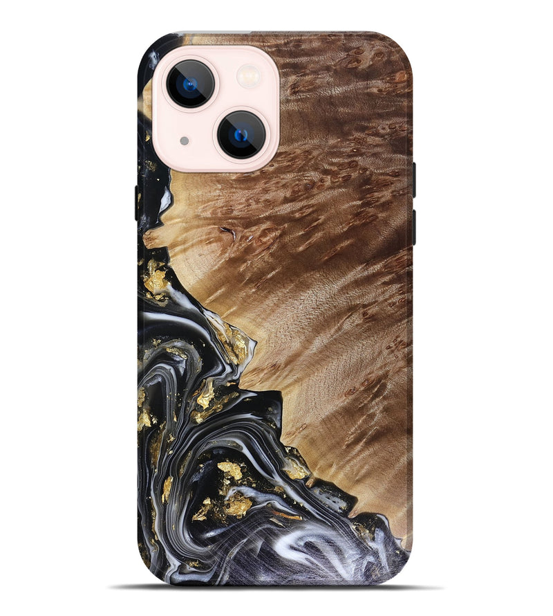 iPhone 14 Plus Wood Live Edge Phone Case - Myla (Black & White, 816138)