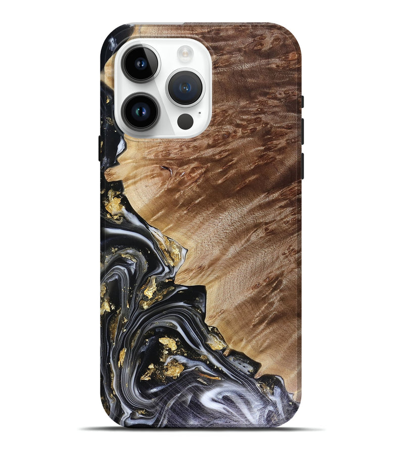 iPhone 15 Pro Max Wood Live Edge Phone Case - Myla (Black & White, 816138)