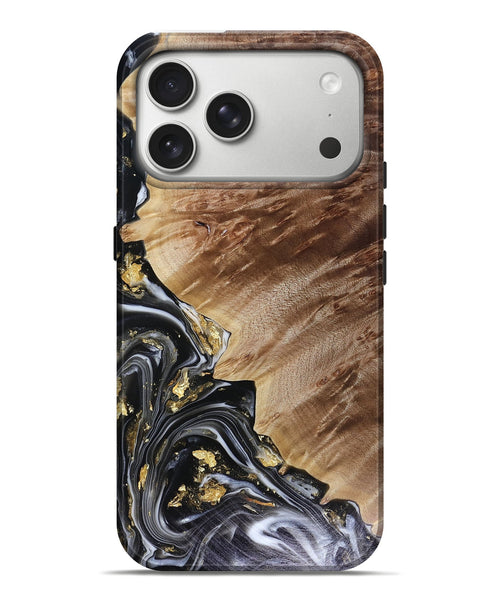 iPhone 17 Pro Max Wood Live Edge Phone Case - Myla (Black & White, 816138)