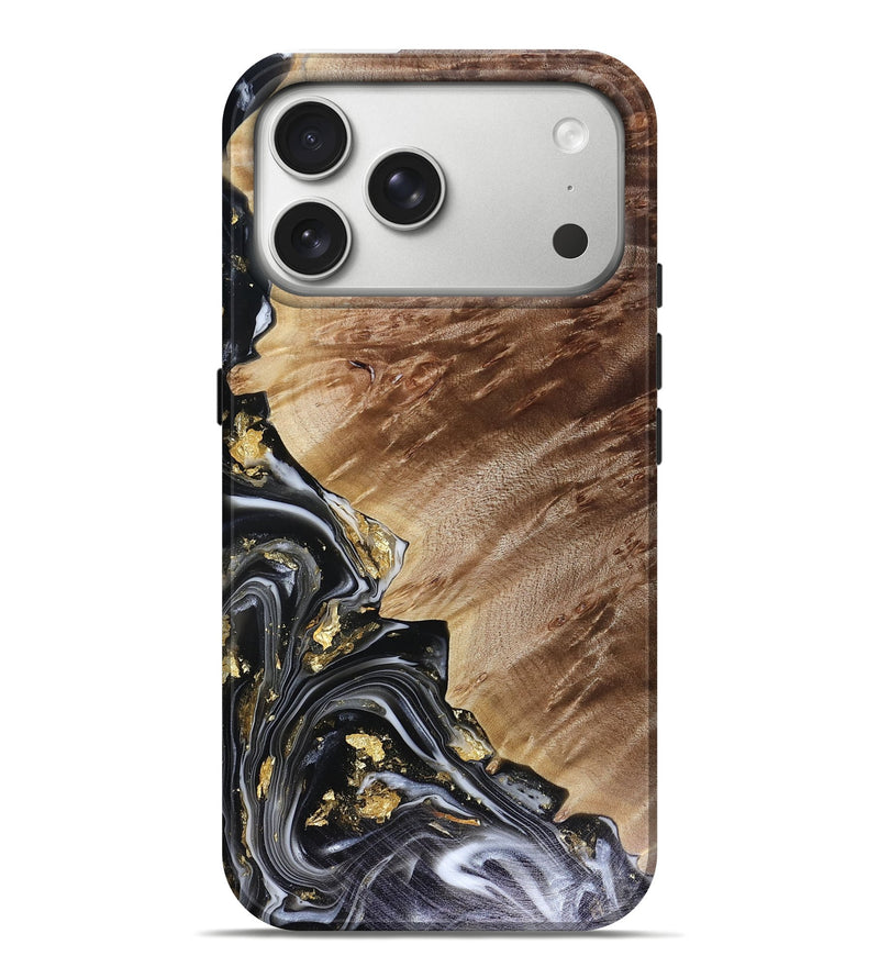 iPhone 17 Pro Max Wood Live Edge Phone Case - Myla (Black & White, 816138)