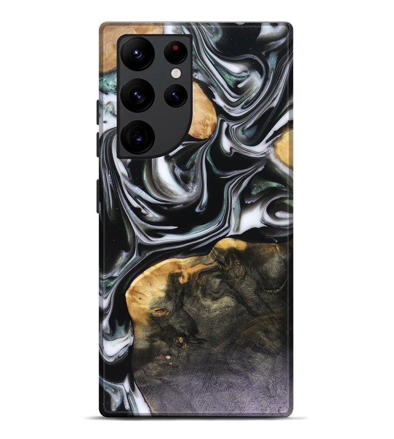 Galaxy S22 Ultra Wood Live Edge Phone Case - Helena (Black & White, 816139)