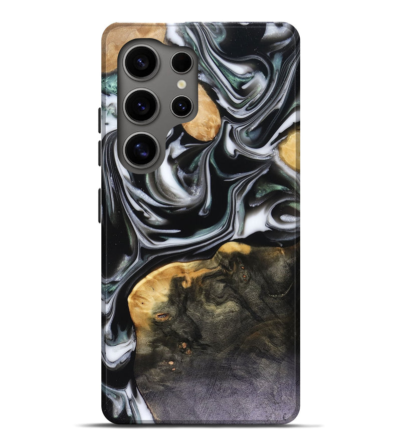 Galaxy S25 Ultra Wood Live Edge Phone Case - Helena (Black & White, 816139)