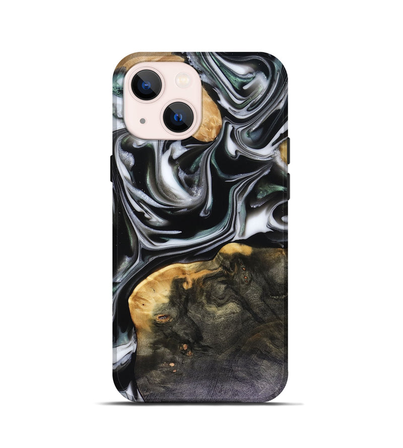 iPhone 13 mini Wood Live Edge Phone Case - Helena (Black & White, 816139)